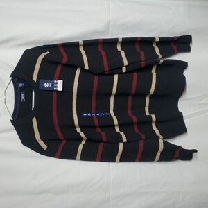 NEW IZOD Men's Classic Chest Stripe Crew Neck Sweater, XL, Black